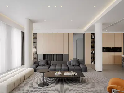 Modern living room dining room interior scenes 302 3D model