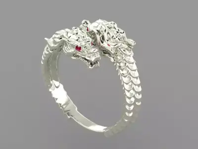 double dragon head ring 3D print model