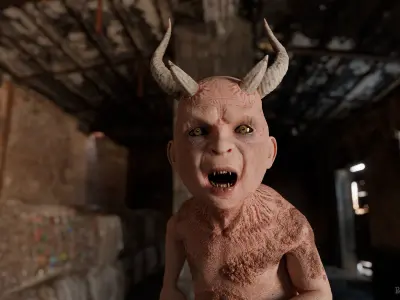 The Cursed child game character for Horror and Fantasy games Low-poly 3D model