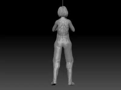 FISHERGIRL 1 woman on pole 3D print model