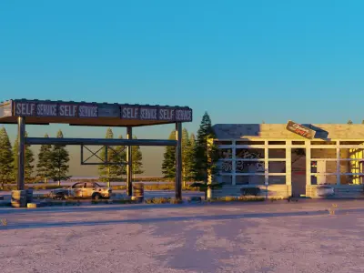 Abandoned gas station 3D model