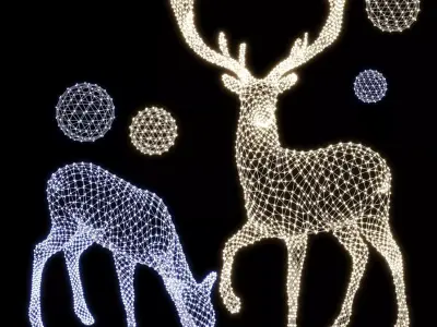 New Year Deer made of garlands 3D model