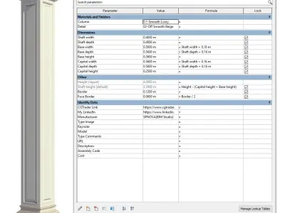 Parametric Classic Columns Family for Revit Pack One 3D model