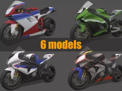 Sportbike Pack Low-poly 3D model