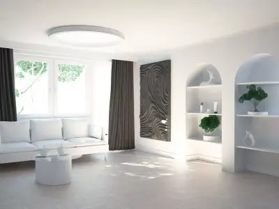 White modern minimalistic living room  3D model