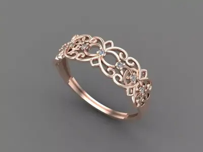 Womens Diamond Signet Ring Women Rings 3dmodels 3D print model 3D print model