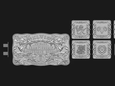 Elvis Presley gold international hotel belt  3D print model