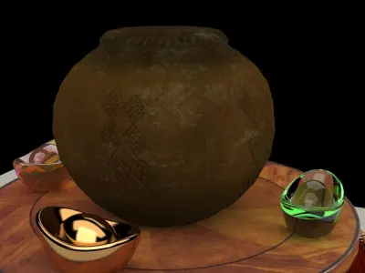 Chinese display stand with pot  3D model purchase