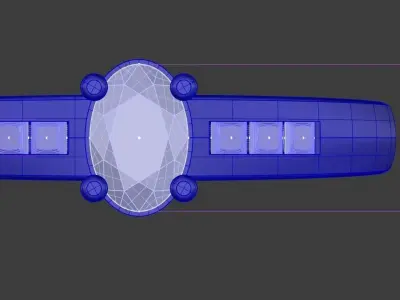 Oval Gemstone Ring Ladies Size 7 Gold Platinum Jewelry 3D print model