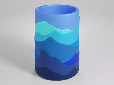 Pen pencil holder Vase Mountains silhouette Decoration 3D print model