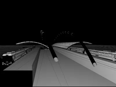 Railroad Bridge Low-poly 3D model