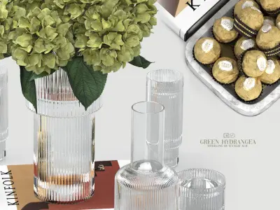 decoration set with green hydrangea  3D model