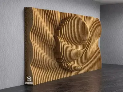 Parametric Wavy Wooden Wall Decor 17 - wood cutting machines 3D model