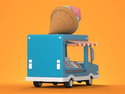 Ice Cream Truck Low-poly 3D model