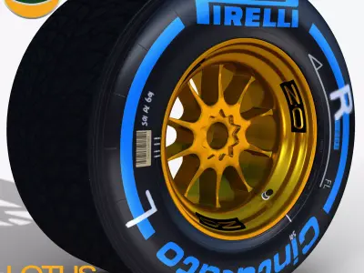 E23 Wet Rear tyre Low-poly 3D model