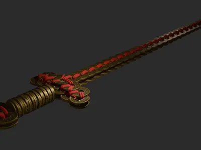 Vintage Chinese Coin Sword Free 3D model