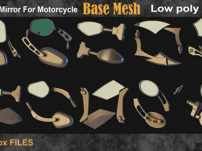 30 Mirror For Motorcycle Base Mesh vol 4 Low-poly 3D model