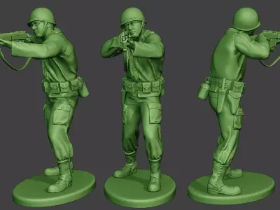 American soldier ww2 Shoot Stand3 A12 3D print model