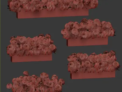 Hydrangea plant in a flowerpot for the facade - 5 models 3D model