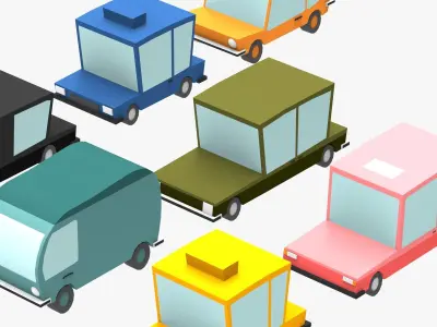 Low poly Car pack 2 Low-poly 3D model