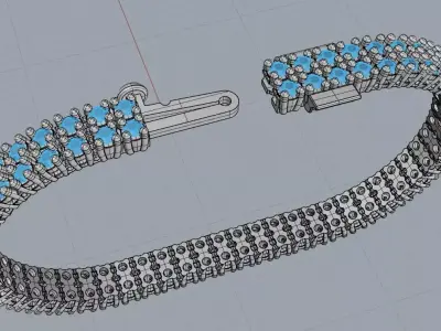 Double-row tennis bracelet 1 point 6 mm 3D print model
