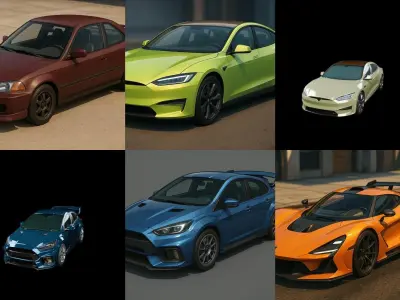 Sport Car bundle 19 pack 100 glb 3D model