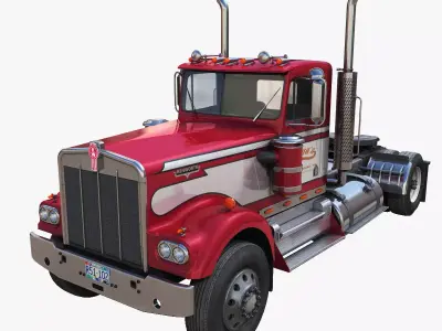 Kenworth W900A singe axle Low-poly 3D model