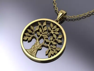 Jewelry  Tree Pendant Gold MK-048 3D print model