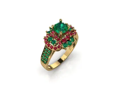 Ruby Emerald luxury ring 3D print model