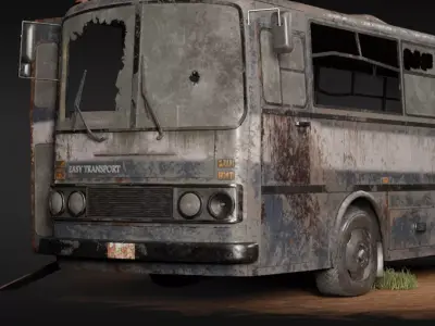 Abandoned bus Low-poly 3D model