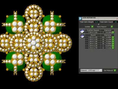 Luxury Floral Cluster Ring     Emerald and Diamond-Inspired  3D print model