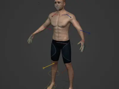 Realistic Surfer - Swimmer Man Model - Rigged Low-poly 3D model