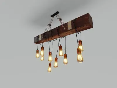 Wooden Chandelier 3D model purchase