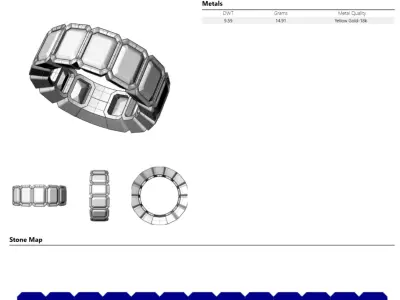 Bezel set 1ct Emerald cut diamond Ring  3D print model