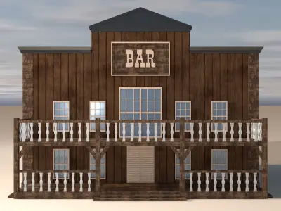 Western Bar Low-poly 3D model