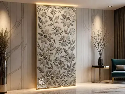 modern panel wall decor set relief stl mural CNC 272 3D model