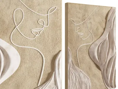 Modern Wall Art Abstract Woman Face Line Sculpture Low-poly 3D model