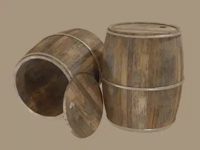 wooden barrel Free low-poly 3D model