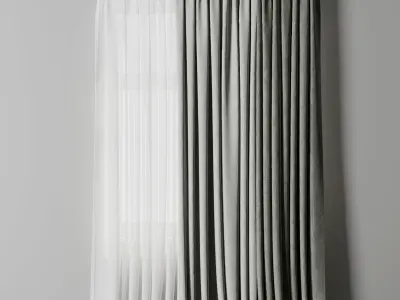 Low width curtains 03 Low-poly 3D model