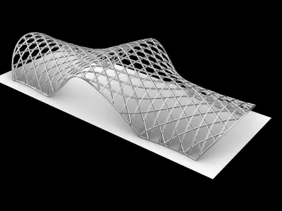 Pavilion Triangulated Wireframe Architecture Parametric v4 3D model