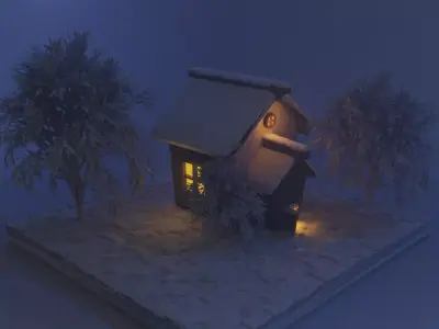 Winter hut Stylized Free 3D model