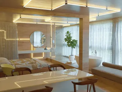 Bedroom Wood Interior 3D model