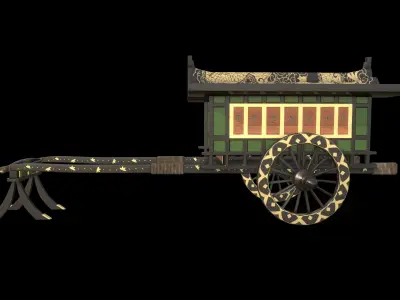 Gosho Guruma Cart Low-poly 3D model