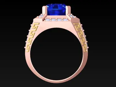 Square-Stone-Ring - Diamond rings - Mens Rings - N5414 3D print model