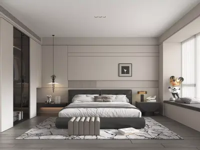Modern Bedroom Scene 49 3D model