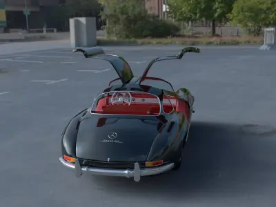 Rigged Mercedes 300SL Gullwing with Interior HDRI 3D model