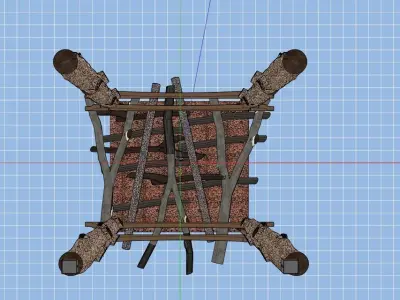 shade 2 tiled roof made of bricks and sticks Free 3D model