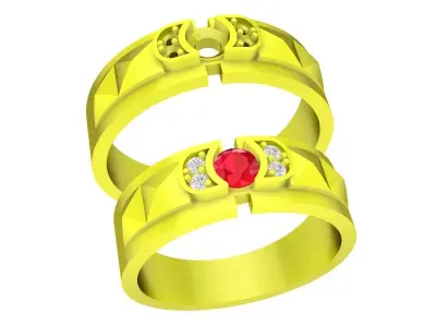 Modern Three Stone Band Ring 3D Jewelry Model 4295 3D print model