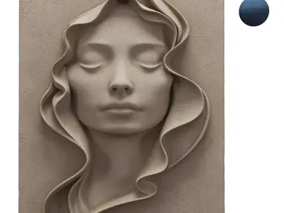 Girl Face Wall Art Low-poly 3D model