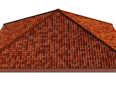 Hip roof with clay tile 2303 3D model